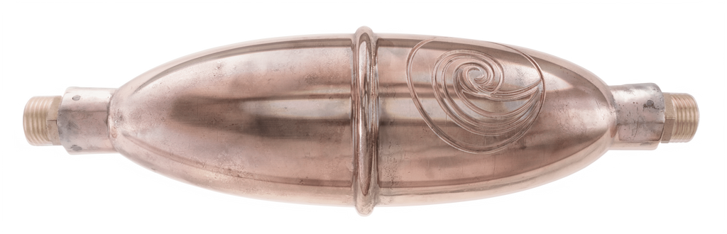The Biovortexer ovoid.  1-inch model, COHERENT WATER TECHNOLOGY.  Water Filter inset, Traditionally cast with pure copper and silver.